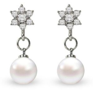 Rhinestone Pedal Pearl Earrings